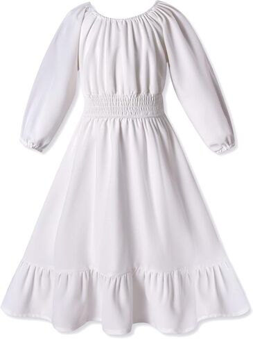 fioukiay Toddler Girl-Wedding-Princess-Maxi-Dress Boho Off Shoulder Lace Ruffle Dress Gowns Holiday Dresses in Kuwait