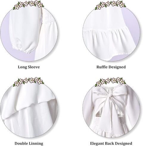 fioukiay Toddler Girl-Wedding-Princess-Maxi-Dress Boho Off Shoulder Lace Ruffle Dress Gowns Holiday Dresses in Kuwait