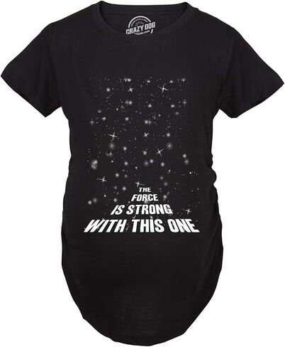Maternity Force is Strong Funny Pregnancy T Shirt Graphic for Expecting Mothers Crazy Dog Novelty Maternity T-Shirts with Movie Sayings Soft Comfortable Fu Black L in Saudi Arabia