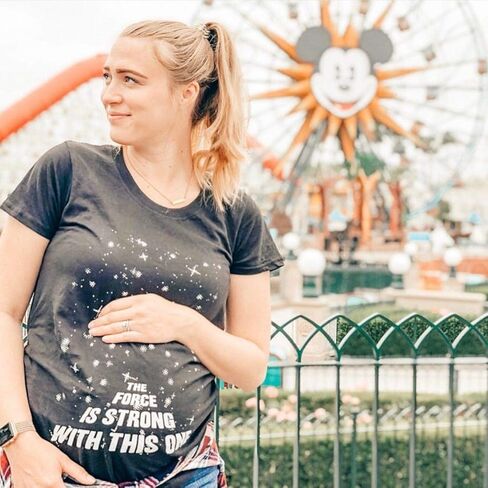 Maternity Force is Strong Funny Pregnancy T Shirt Graphic for Expecting Mothers Crazy Dog Novelty Maternity T-Shirts with Movie Sayings Soft Comfortable Fu Black L in Saudi Arabia