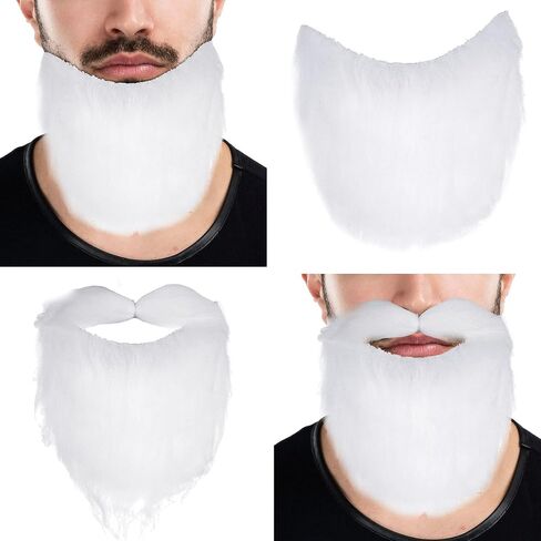 2 Pieces Santa Outfit Beard Set Party White Fancy Dress Costume Long Moustache Fake Santa Beards for Christmas Party Favors in Saudi Arabia
