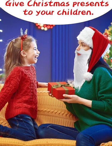 2 Pieces Santa Outfit Beard Set Party White Fancy Dress Costume Long Moustache Fake Santa Beards for Christmas Party Favors in Saudi Arabia