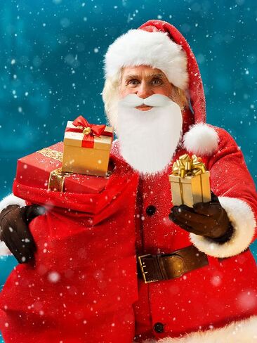 2 Pieces Santa Outfit Beard Set Party White Fancy Dress Costume Long Moustache Fake Santa Beards for Christmas Party Favors in Saudi Arabia