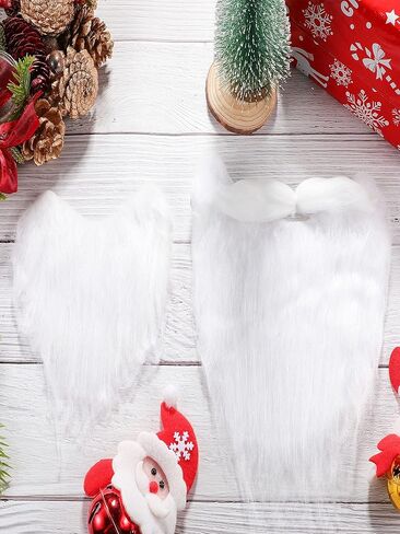 2 Pieces Santa Outfit Beard Set Party White Fancy Dress Costume Long Moustache Fake Santa Beards for Christmas Party Favors in Saudi Arabia