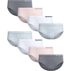 Reebok Girls’ Underwear - Seamless Hipster Brief Panties (8 Pack)