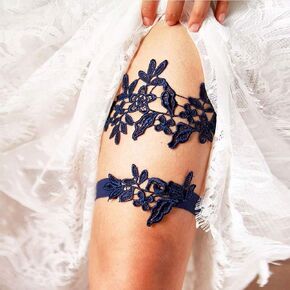 JWICOS Bridal Garters Wedding Lace Floral Garter Flower Garter Stretch Bride Accessory for Women and Girls