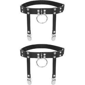 alisikee 2PCs Adjustable O-Ring Leg Garter with Anti-Slip Clips, Elastic Thigh Garters for Women Parties