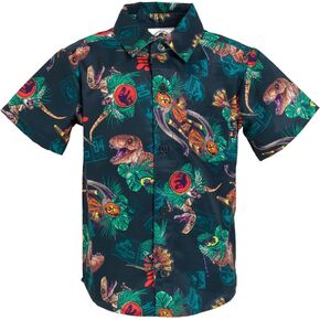 Jurassic World Jurassic Park T-Rex Hawaiian Button Down Dress Shirt Toddler to Adult