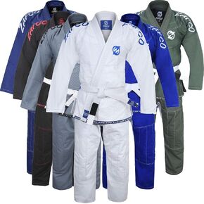 Zafco Sports Brazilian Jiu Jitsu Gi BJJ Gi for Men & Women Grappling gi Uniform Kimonos Light, Preshrunk, with White Belt