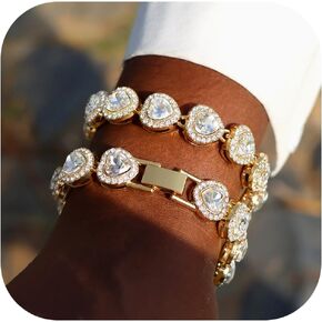 Gold Bracelets for Women, Gold Plated Cuban Link Chain Bracelet Pack Layered Metal Link Bracelet Set Fashion Jewelry for Women Girls Gift Set