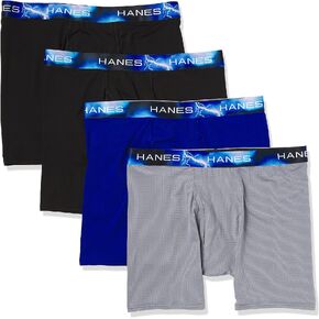 Hanes Ultimate Men's Sport X-Temp Ultra Lightweight Long Leg Boxer Brief 4-Pack, Assorted, Large in Saudi Arabia
