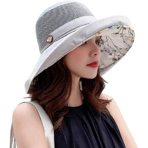 Women Mesh Sun Hats Summer Beach UV Protection UPF Packable Wide Brim Chin Strap in Saudi Arabia