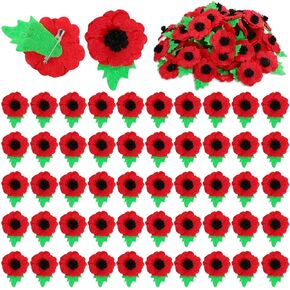 XunYee 200 Pcs Red Poppies Wool Felt Flower Brooch Pin Bulk Remembrance Day Flower Pin Handmade Lapel Memorial Day Pins for Men Women Veterans Solider Gift in Kuwait
