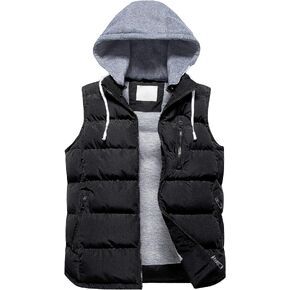 CREATMO US Women's Warm Vest Outerwear Thick Padded Puffer Sleeveless Vest With Detachable Hood in Kuwait