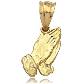 قلادة LoveBling من الذهب الأصفر عيار 10 قيراط بتصميم يد الصلاة (0.50 بوصة × 0.20 بوصة) in Kuwait