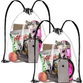 [Pack Of 2] Clear Drawstring Bag, 14" x 17" Inch Backpack For Stadiums Travel And Sporting Events in Kuwait
