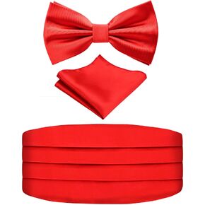 Alizeal Mens Paisley/ Solid Pre-tied Party Adjustable Bow Tie, Cummerbund and Pocket Square Gift Set in Kuwait