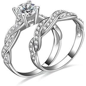 JewelryPalace Wedding Bands Engagement Rings for Women, 14K Gold Plated 925 Sterling Silver Cubic Zirconia Promise Rings for Her, Infinity Anniversary 1.5ct Simulated Diamond Ring in Saudi Arabia