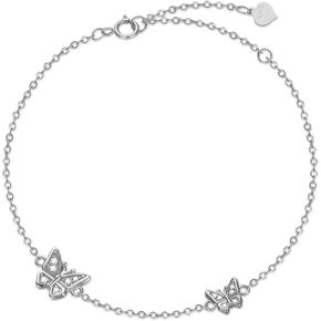 14K Solid Gold Butterfly Bracelet for Women, Dainty Yellow/White Gold Butterfly Adjustable Chain Bracelets Jewelry Anniversary Present for Mom, Wife, Girls, 6.5"-8.5" in Saudi Arabia