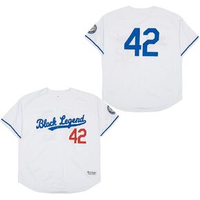 قمصان البيسبول الرجالية من Zommna جاكي روبنسون #42 باللون الأسود الأسطوري بأكمام قصيرة وأزرار سفلية ومخيطة in Kuwait