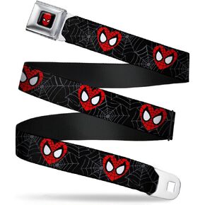 Buckle-Down Seatbelt Belt - Spider-Man Heart Face/Web Black/Gray - 1.0" Wide - 20-36 Inches in Length in Saudi Arabia