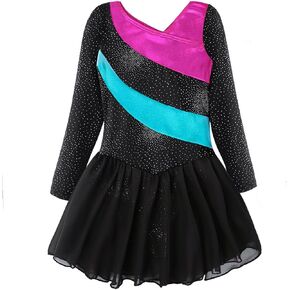 Kidsparadisy Gymnastics Leotards for Girls with Skirt Long Sleeve/ Sleeveless Toddler Dance Outfits Leotard for Girls