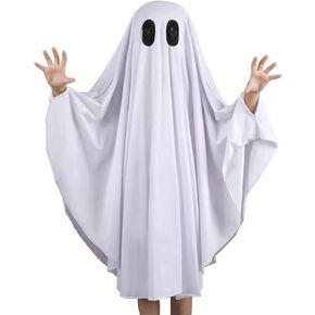 Noubeau Unisex Kid Ghost Costume Girl Halloween Fancy Dress Cosplay Boy White Boo Ghost Cloak Child Spooky Trick-or-Treating