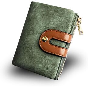 AOXONEL Women's Rfid Small Bifold Leather Wallet Ladies Mini Zipper Coin Purse id card Pocket,Slim Compact Thin in Kuwait