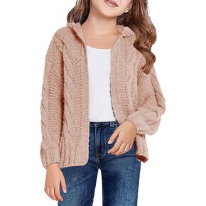 سترة PiePieBuy للفتيات والأطفال بغطاء للرأس مفتوحة من الأمام وأكمام طويلة سترة منسوجة للخريف والشتاء in Kuwait