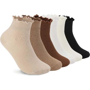DarkCom Women Socks Ruffled Design, Cute Ankle Socks Super Soft Breathable Cool Frilly Socks For Mary Jane Shoes 6 Pairs in Saudi Arabia