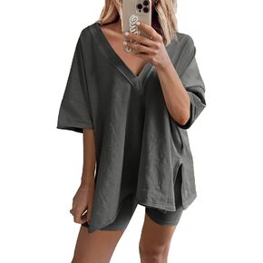 UANEO 2 Piece Outfits for Women Oversized Reversible Biker Short Sets Hot Shot Set Tracksuit