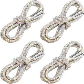 Juinte 4 Piece Rhinestone Shoe Laces Crystal Glitter Rope Bling Hoodie String Rhinestone Glitter Rope for Sneakers Sweatpants