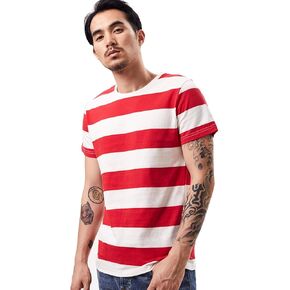 Wide Striped T Shirt for Men Sailor Tee Red White Black Navy Stripes Top Basic