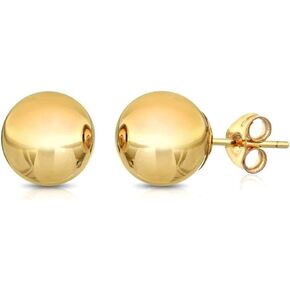 Pori Jewelers Premium 14K Gold Ball Stud Earrings - Available in Yellow, Rose & White Gold- Multiple Options Available