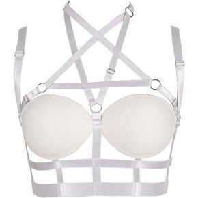 Woman's Body Harness Bra Lingerie cage Punk Goth Plus Size Festival Rave Pentagram Chest Strap Belt