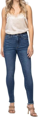 Judy Blue High Waist Tummy Control Side Slit & Fray Hem Skinny in Kuwait