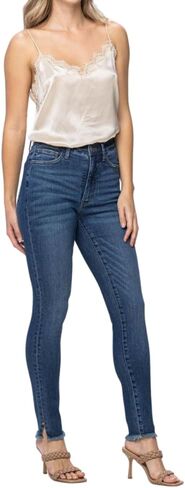 Judy Blue High Waist Tummy Control Side Slit & Fray Hem Skinny in Kuwait