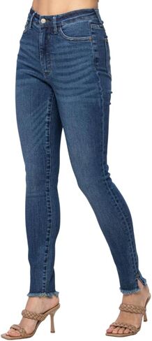 Judy Blue High Waist Tummy Control Side Slit & Fray Hem Skinny in Kuwait