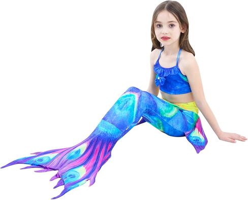 6 قطع من ملابس السباحة للفتيات من FUNPARTY ذات ذيل حورية البحر للسباحة، مجموعة ملابس السباحة بيكيني للأميرة in Kuwait
