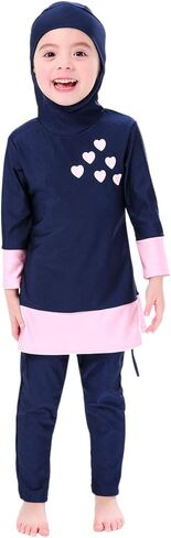 OwlFay Mu Swimsuits For Girls Kids Islamic Burkini Full Cover Hijab Top Pants Swim Costume Bathing Suit in Saudi Arabia