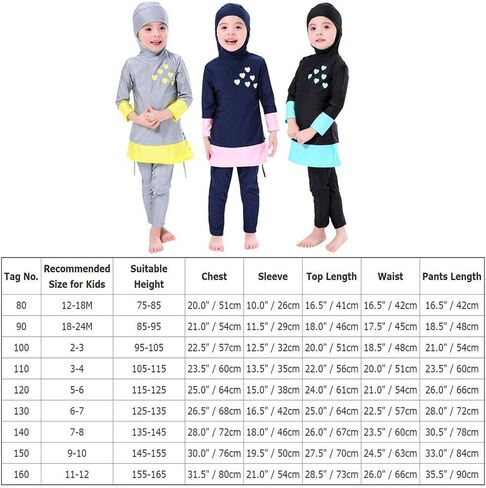 OwlFay Mu Swimsuits For Girls Kids Islamic Burkini Full Cover Hijab Top Pants Swim Costume Bathing Suit in Saudi Arabia
