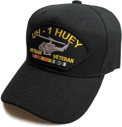 فيت فريندز.كوم قبعة فيتنام المخضرمة UH-1 Huey Helicopter and Vietnam Service Ribbon أسود، مقاس واحد in Saudi Arabia