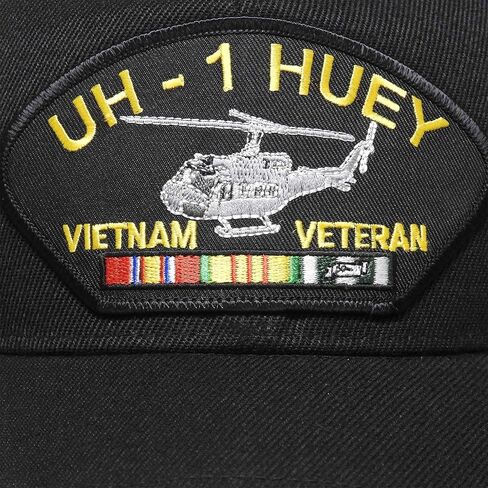 فيت فريندز.كوم قبعة فيتنام المخضرمة UH-1 Huey Helicopter and Vietnam Service Ribbon أسود، مقاس واحد in Saudi Arabia