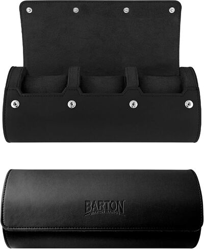 BARTON WATCH BANDS, Watch Roll - Black Recycled Leather Watch Travel Case & Watch Band Storage - 1 Watch Case in Saudi Arabia