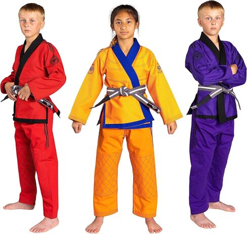 KO Sports Gear - مجموعة الزي الرسمي للأطفال، BJJ Jiu Jitsu Gi، كيمونو وسروال، منكمش مسبقًا in Kuwait