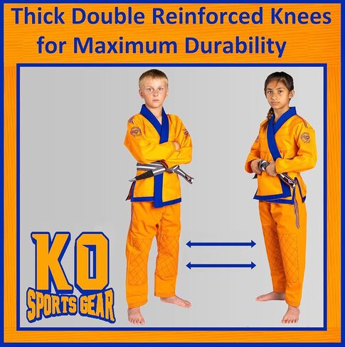 KO Sports Gear - مجموعة الزي الرسمي للأطفال، BJJ Jiu Jitsu Gi، كيمونو وسروال، منكمش مسبقًا in Kuwait