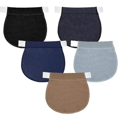 SATINIOR 5 Pieces Maternity Pants Extender Adjustable Pregnancy Waistband Extender Adjustable Waist Extenders Elastic Trouser Extender for Women Pregnancy, 5 Colors, Black, Blue, Khaki, Navy Blue and Light Blue, 8.7 x 1.0 inch/ 22 x 2 cm in Saudi Arabia