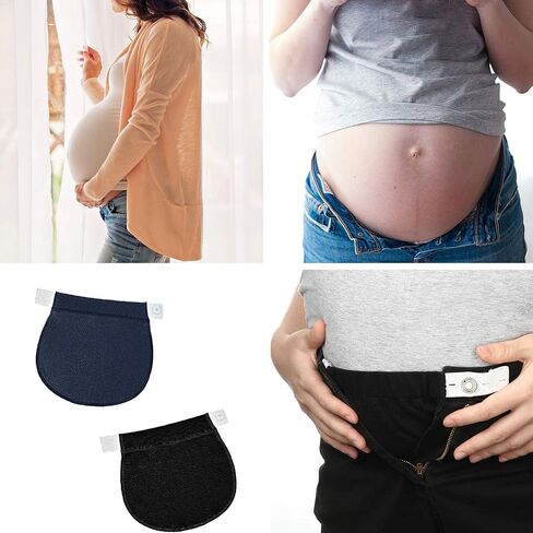 SATINIOR 5 Pieces Maternity Pants Extender Adjustable Pregnancy Waistband Extender Adjustable Waist Extenders Elastic Trouser Extender for Women Pregnancy, 5 Colors, Black, Blue, Khaki, Navy Blue and Light Blue, 8.7 x 1.0 inch/ 22 x 2 cm in Saudi Arabia