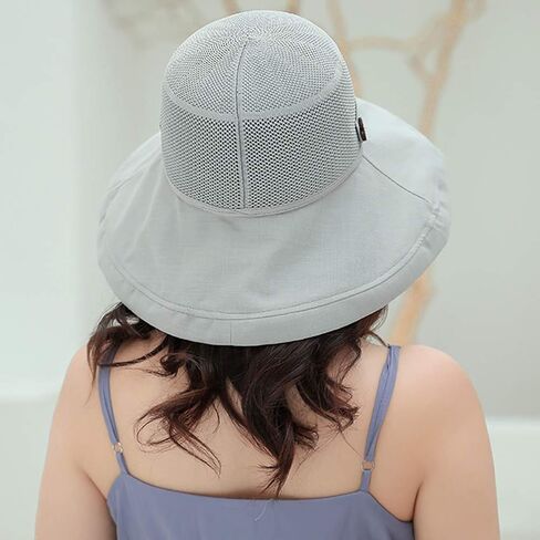 Women Mesh Sun Hats Summer Beach UV Protection UPF Packable Wide Brim Chin Strap in Kuwait