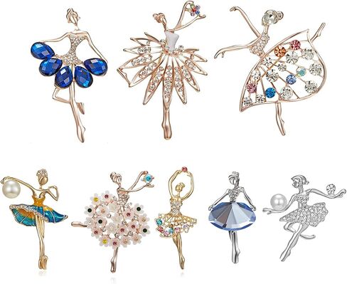 GOLDEN STRAWBERRY 8 PCS Dancing Girl Brooch Elegant Dance Skirt Pin Ladies for Women in Saudi Arabia